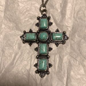 Turquoise and silver cross